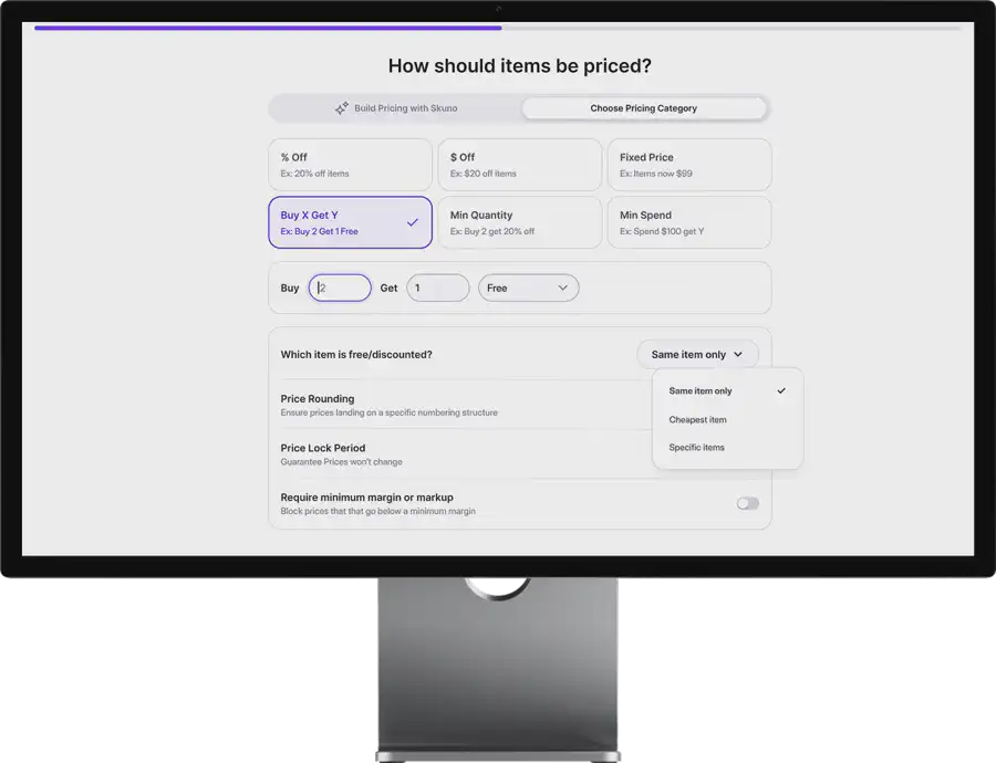 Skuno Product Management catalogue and pricing interface.