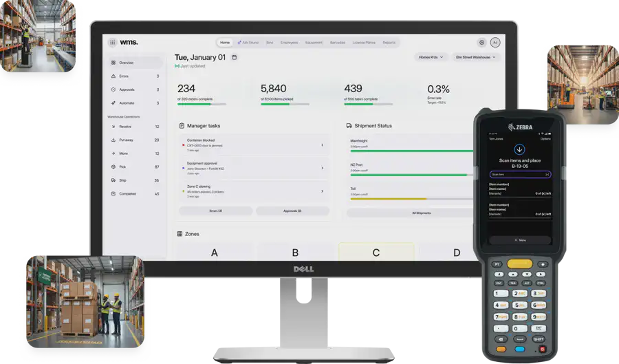 Skuno WMS warehouse management interface.